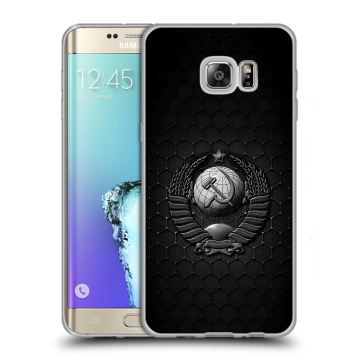 Пластиковый чехол на Samsung Galaxy S6 Edge Plus с принтом Герб Флаг СССР