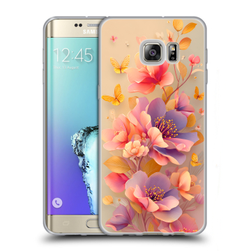 Пластиковый чехол на Samsung Galaxy S6 Edge Plus с принтом Цветы и бабочки Пластиковый чехол на Samsung Galaxy S6 Edge Plus с принтом Цветы и бабочки