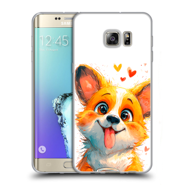 Пластиковый чехол на Samsung Galaxy S6 Edge Plus с принтом корги