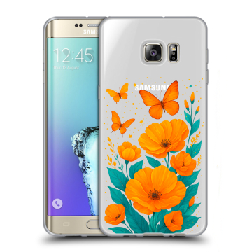 Пластиковый чехол на Samsung Galaxy S6 Edge Plus с принтом цветы бабочки Пластиковый чехол на Samsung Galaxy S6 Edge Plus с принтом цветы бабочки