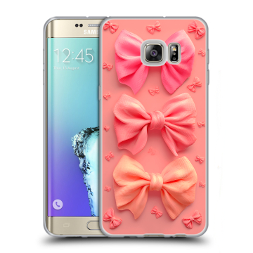 Пластиковый чехол на Samsung Galaxy S6 Edge Plus с принтом Розовые бантики