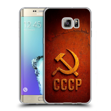 Пластиковый чехол на Samsung Galaxy S6 Edge Plus с принтом Флаг Герб СССР