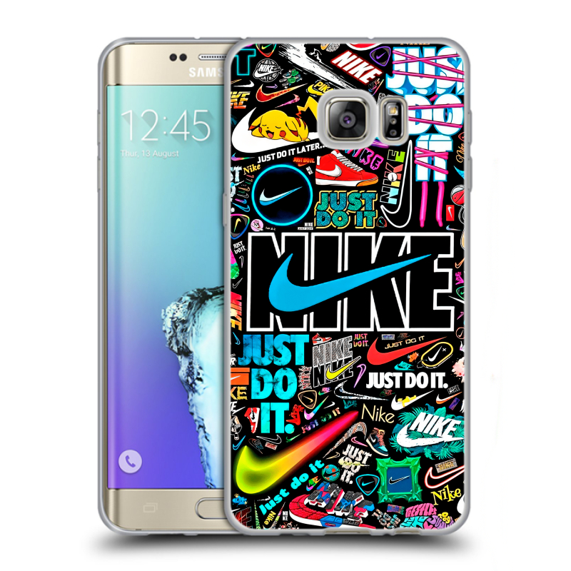 Пластиковый чехол на Samsung Galaxy S6 Edge Plus с принтом найк nike черный Пластиковый чехол на Samsung Galaxy S6 Edge Plus с принтом найк nike черный