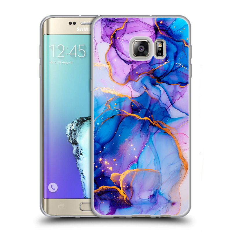 Пластиковый чехол на Samsung Galaxy S6 Edge Plus с принтом синий мрамор Пластиковый чехол на Samsung Galaxy S6 Edge Plus с принтом синий мрамор