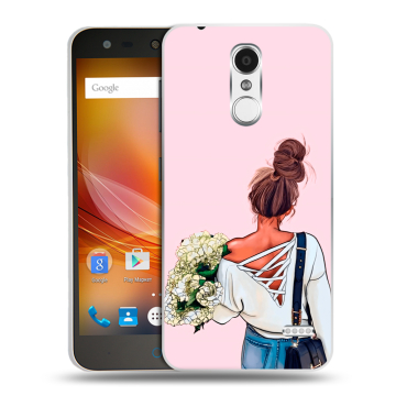 Пластиковый чехол на ZTE Blade X5 с принтом Девушка и букет