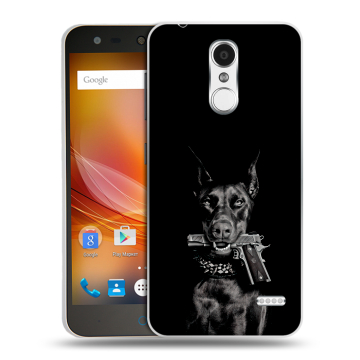Пластиковый чехол на ZTE Blade X5 с принтом Доберман и пистолет