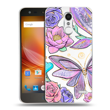 Пластиковый чехол на ZTE Blade X5 с принтом Бабочки и цветы Пластиковый чехол на ZTE Blade X5 с принтом Бабочки и цветы