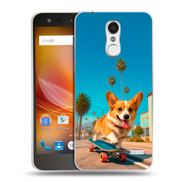 Пластиковый чехол на ZTE Blade X5 с принтом Корги на скейте Пластиковый чехол на ZTE Blade X5 с принтом Корги на скейте