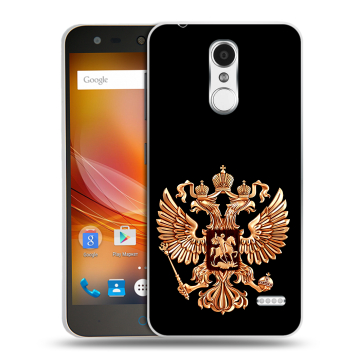 Пластиковый чехол на ZTE Blade X5 с принтом Герб России золотой