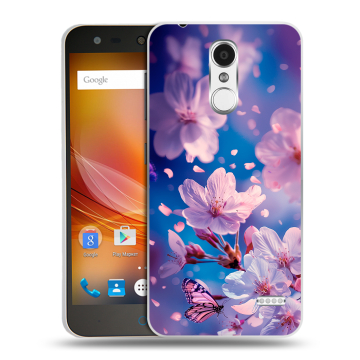 Пластиковый чехол на ZTE Blade X5 с принтом цветы бабочки Пластиковый чехол на ZTE Blade X5 с принтом цветы бабочки