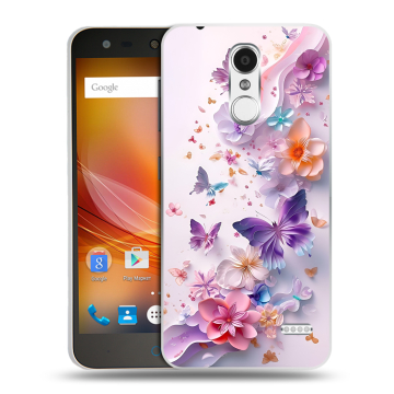 Пластиковый чехол на ZTE Blade X5 с принтом цветы бабочки Пластиковый чехол на ZTE Blade X5 с принтом цветы бабочки