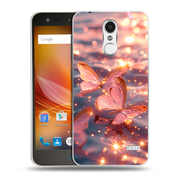 Пластиковый чехол на ZTE Blade X5 с принтом бабочки розовые Пластиковый чехол на ZTE Blade X5 с принтом бабочки розовые