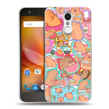 Пластиковый чехол на ZTE Blade X5 с принтом капибары Пластиковый чехол на ZTE Blade X5 с принтом капибары