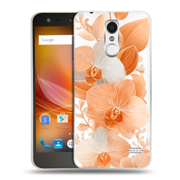 Пластиковый чехол на ZTE Blade X5 с принтом Бежевые цветы