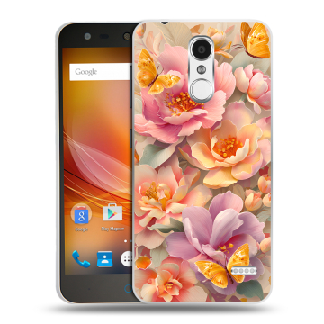 Пластиковый чехол на ZTE Blade X5 с принтом Цветы и бабочки