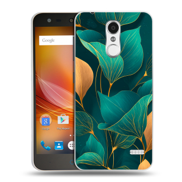 Пластиковый чехол на ZTE Blade X5 с принтом Листья и золото