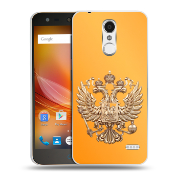 Пластиковый чехол на ZTE Blade X5 с принтом Герб Флаг России