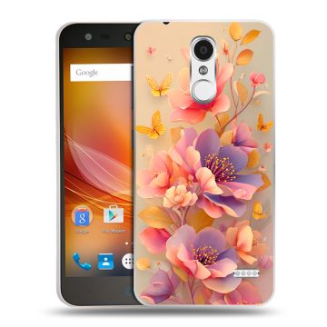 Пластиковый чехол на ZTE Blade X5 с принтом Цветы и бабочки