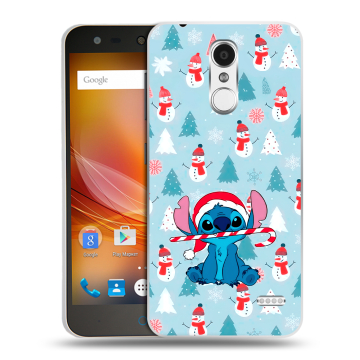 Пластиковый чехол на ZTE Blade X5 с принтом Стич Новый год