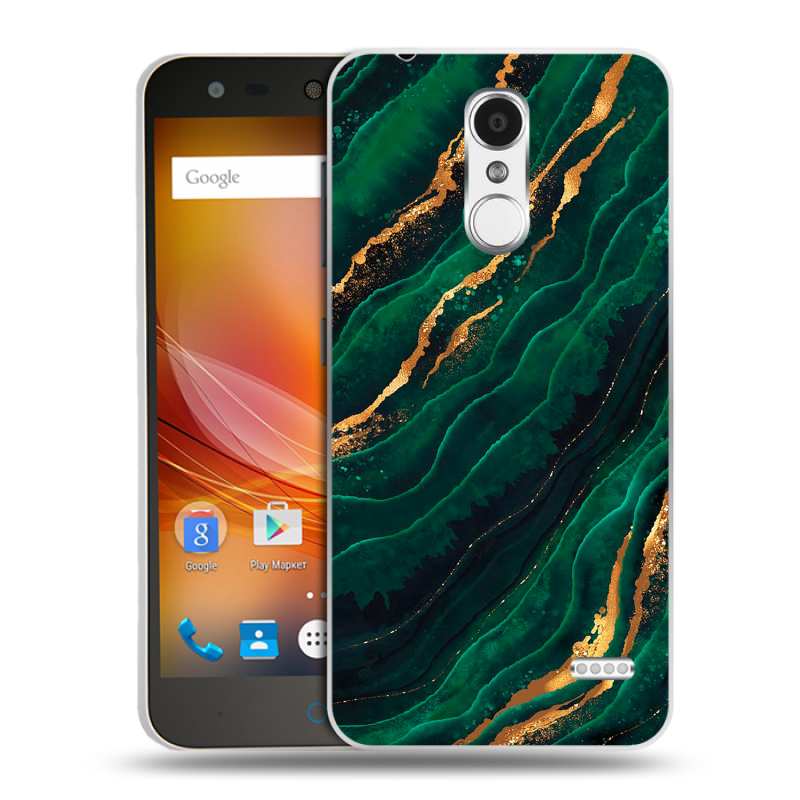 Пластиковый чехол на ZTE Blade X5 с принтом Мрамор зеленое золото Пластиковый чехол на ZTE Blade X5 с принтом Мрамор зеленое золото