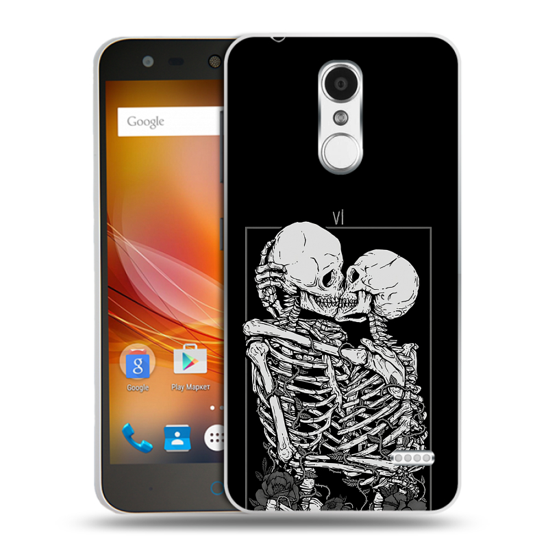 Пластиковый чехол на ZTE Blade X5 с принтом Поцелуй скелетов Пластиковый чехол на ZTE Blade X5 с принтом Поцелуй скелетов