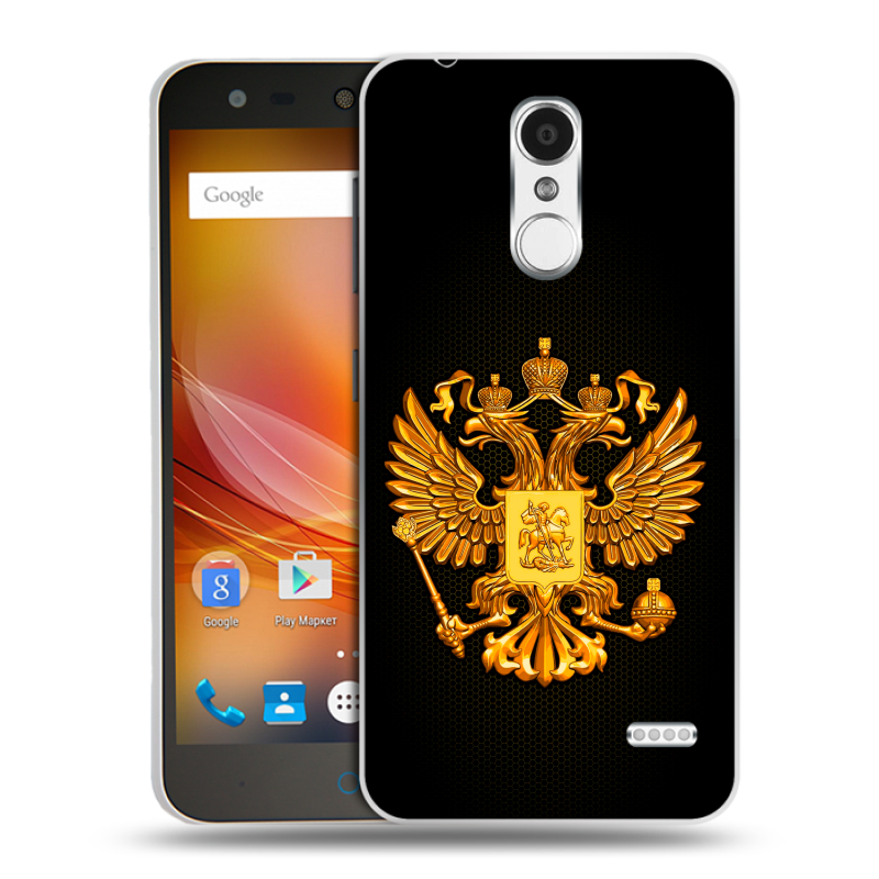 Пластиковый чехол на ZTE Blade X5 с принтом Герб России желтый Пластиковый чехол на ZTE Blade X5 с принтом Герб России желтый