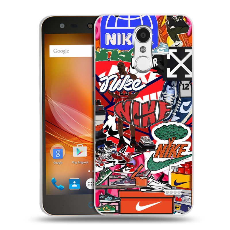 Пластиковый чехол на ZTE Blade X5 с принтом Найк Nike яркий Пластиковый чехол на ZTE Blade X5 с принтом Найк Nike яркий
