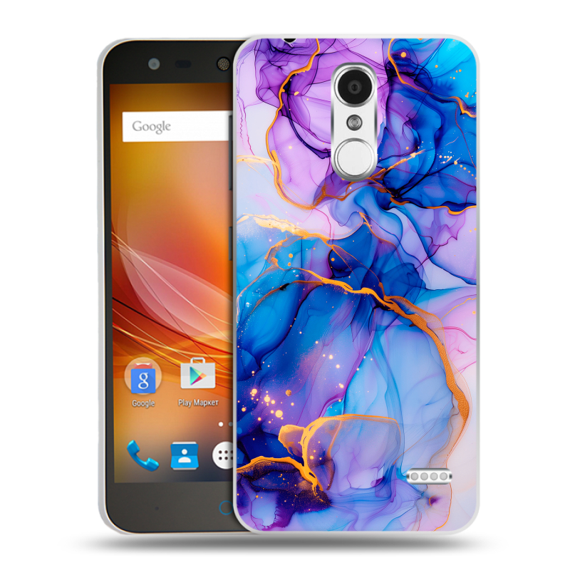 Пластиковый чехол на ZTE Blade X5 с принтом синий мрамор Пластиковый чехол на ZTE Blade X5 с принтом синий мрамор
