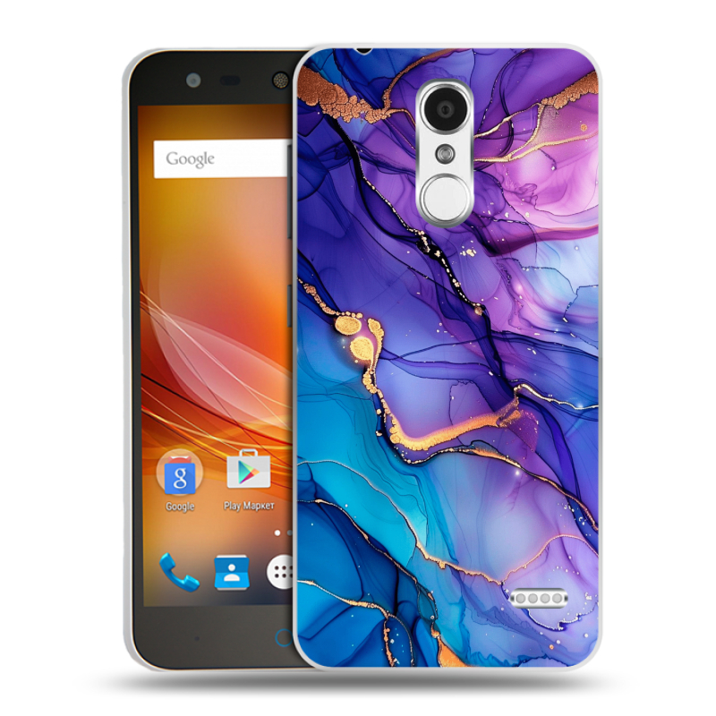 Пластиковый чехол на ZTE Blade X5 с принтом синий мрамор Пластиковый чехол на ZTE Blade X5 с принтом синий мрамор