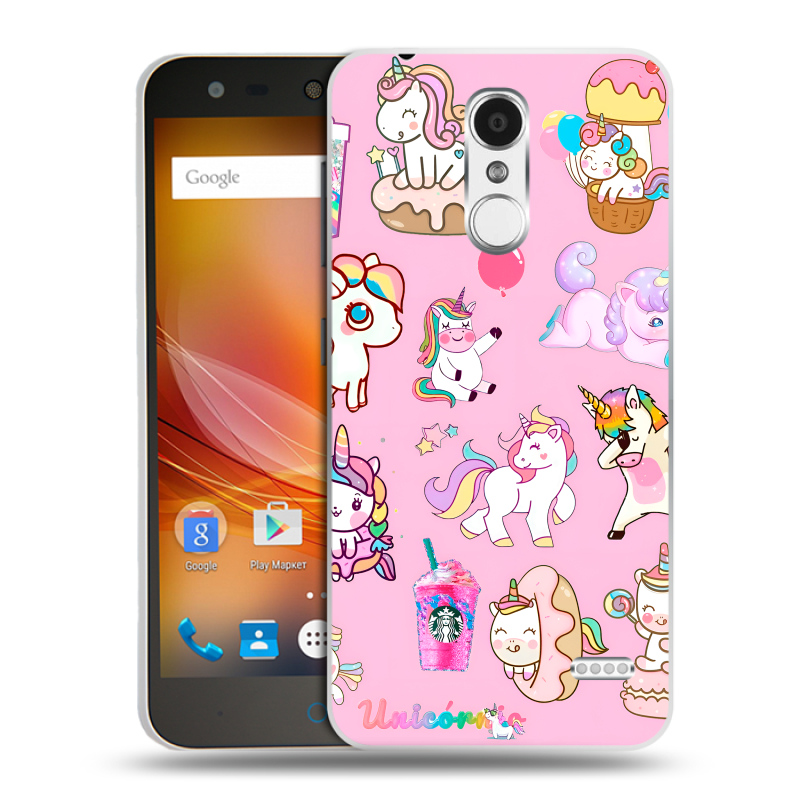 Пластиковый чехол на ZTE Blade X5 с принтом розовые единороги Пластиковый чехол на ZTE Blade X5 с принтом розовые единороги