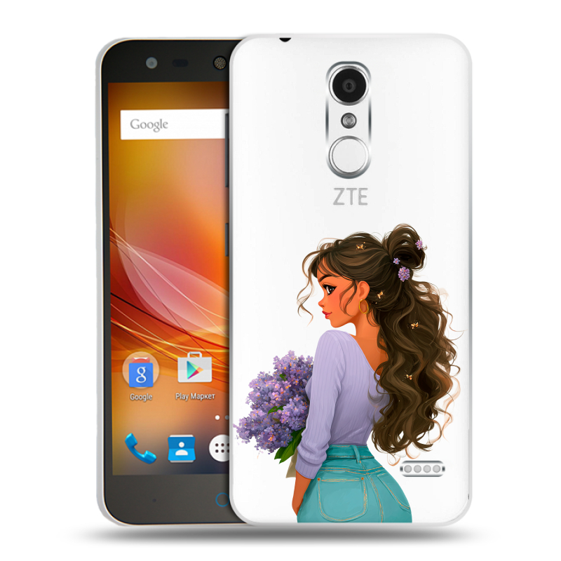 Пластиковый чехол на ZTE Blade X5 с принтом девушка цветы Пластиковый чехол на ZTE Blade X5 с принтом девушка цветы