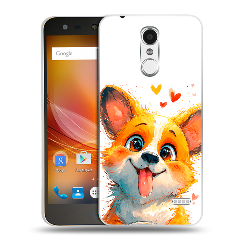 Пластиковый чехол на ZTE Blade X5 с принтом корги Пластиковый чехол на ZTE Blade X5 с принтом корги