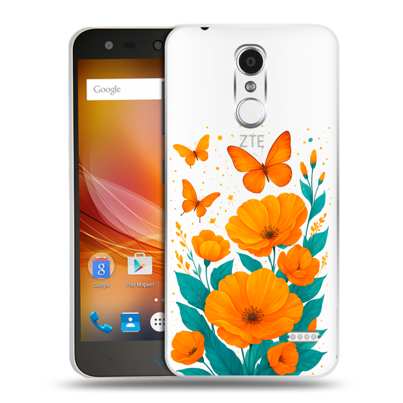 Пластиковый чехол на ZTE Blade X5 с принтом цветы бабочки Пластиковый чехол на ZTE Blade X5 с принтом цветы бабочки