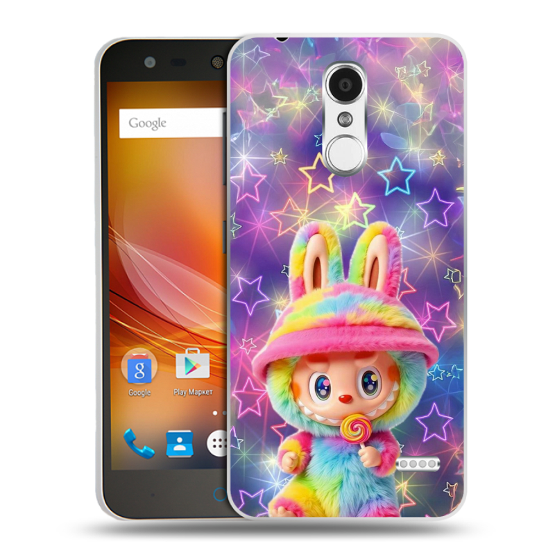 Пластиковый чехол на ZTE Blade X5 с принтом Labubu Лабубу Пластиковый чехол на ZTE Blade X5 с принтом Labubu Лабубу