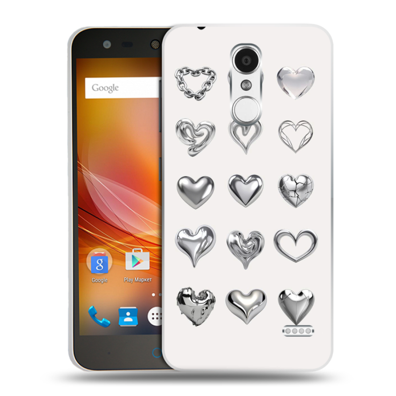 Пластиковый чехол на ZTE Blade X5 с принтом Y2K сердечки Пластиковый чехол на ZTE Blade X5 с принтом Y2K сердечки