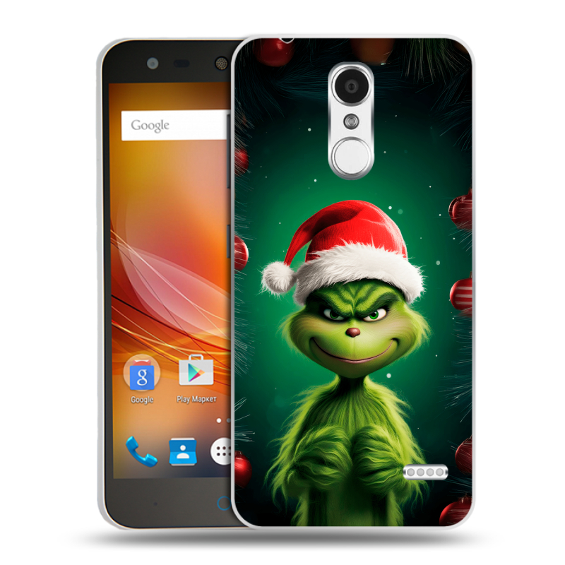 Пластиковый чехол на ZTE Blade X5 с принтом Гринч Новый год Рождество Пластиковый чехол на ZTE Blade X5 с принтом Гринч Новый год Рождество