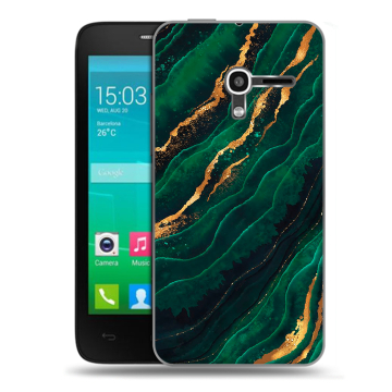 Пластиковый чехол на Alcatel One Touch Pop D3 с принтом Мрамор зеленое золото Пластиковый чехол на Alcatel One Touch Pop D3 с принтом Мрамор зеленое золото