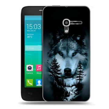 Пластиковый чехол на Alcatel One Touch Pop D3 с принтом Лесной волк Пластиковый чехол на Alcatel One Touch Pop D3 с принтом Лесной волк
