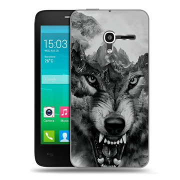 Пластиковый чехол на Alcatel One Touch Pop D3 с принтом Волк Пластиковый чехол на Alcatel One Touch Pop D3 с принтом Волк