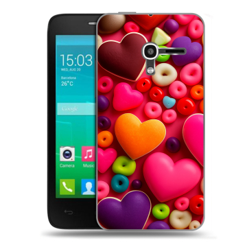 Пластиковый чехол на Alcatel One Touch Pop D3 с принтом Сердечки