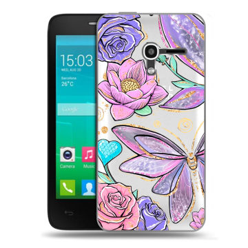 Пластиковый чехол на Alcatel One Touch Pop D3 с принтом Бабочки и цветы Пластиковый чехол на Alcatel One Touch Pop D3 с принтом Бабочки и цветы
