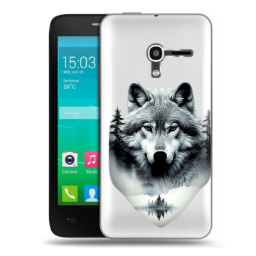Пластиковый чехол на Alcatel One Touch Pop D3 с принтом Волк в лесу Пластиковый чехол на Alcatel One Touch Pop D3 с принтом Волк в лесу