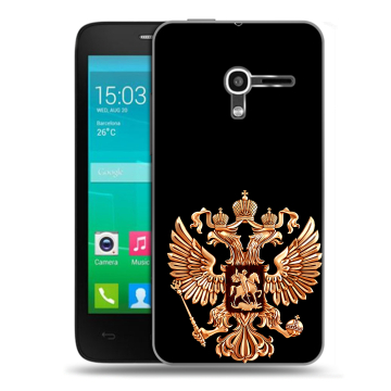 Пластиковый чехол на Alcatel One Touch Pop D3 с принтом Герб России золотой Пластиковый чехол на Alcatel One Touch Pop D3 с принтом Герб России золотой