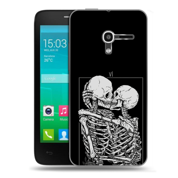 Пластиковый чехол на Alcatel One Touch Pop D3 с принтом Поцелуй скелетов