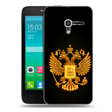 Пластиковый чехол на Alcatel One Touch Pop D3 с принтом Герб России желтый