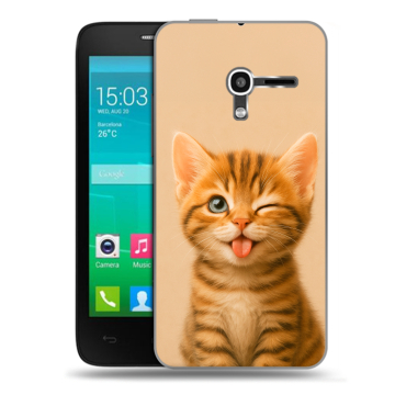 Пластиковый чехол на Alcatel One Touch Pop D3 с принтом котенок