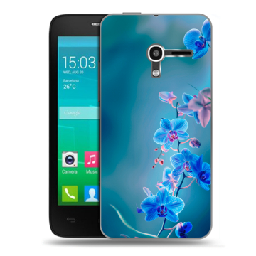 Пластиковый чехол на Alcatel One Touch Pop D3 с принтом Голубые цветы
