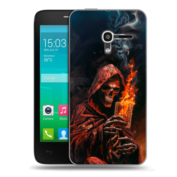 Пластиковый чехол на Alcatel One Touch Pop D3 с принтом Скелет и карты Пластиковый чехол на Alcatel One Touch Pop D3 с принтом Скелет и карты