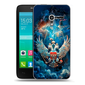 Пластиковый чехол на Alcatel One Touch Pop D3 с принтом Герб флаг России Пластиковый чехол на Alcatel One Touch Pop D3 с принтом Герб флаг России