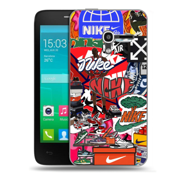 Пластиковый чехол на Alcatel One Touch Pop D3 с принтом Найк Nike яркий Пластиковый чехол на Alcatel One Touch Pop D3 с принтом Найк Nike яркий